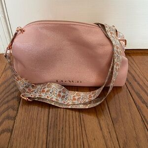 Coach Perfume Pouch With Unbranded Crossbody Guitar Strap. Rose Gold Tone